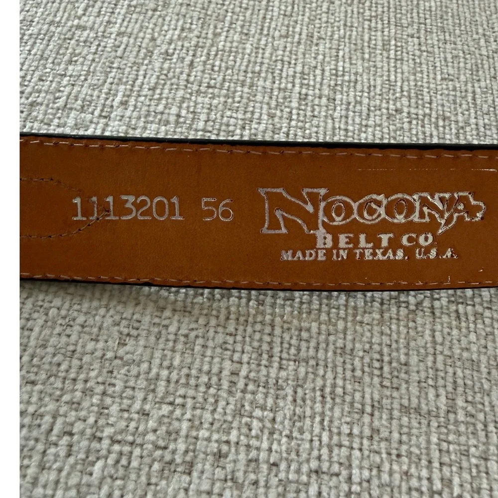 Nocona Men's Western Belt Size 56 Black Tooled Leather Basketweave USA Made